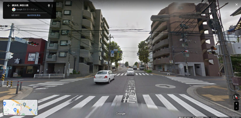 Googleマップで横浜市天王町近くの交差点の画像